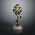 Elegant Classic Metal Decorative Furniture Accessory Featuring Lotus Shaped Design And Carved Base