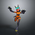 Vibrant Fantasy Character Design With Orange Black Body Colorful Eyes And Horns