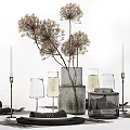 Stylish Tableware Set Featuring White Plates Black Napkins Silver Cutlery Wine Glasses And Candle Holders