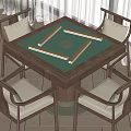 New Chinese Mahjong Table and Chair Mahjong Table and Chair Combination 3d model