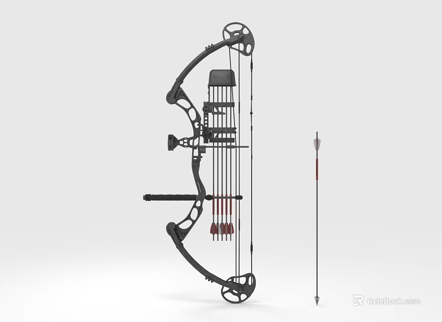 Modern Compound Bow With Arrows As Sports Equipment For Archery Practice 3d model 
