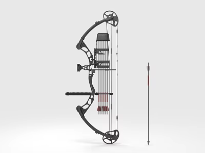 Modern Compound Bow With Arrows As Sports Equipment For Archery Practice 3d model