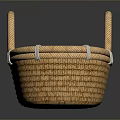 Natural Wicker Household Storage Basket With Two Handles And White Straps