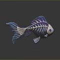 Medical Device Fish Skeleton Anatomical Model With Iridescent Design For Biomedical Teaching 3d model