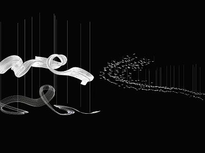 Abstract Chandelier With Flowing Curves And Spiral Lines On Black Background 3d model