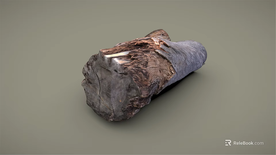 Natural Wood Stone Raw Log With Rough Surface And Organic Earthy Texture 3d model 
