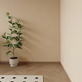 Modern Desk with Gray Chair Design Lamp Vase and Green Plant Near Wall Poster
