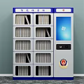 Institutional Storage Bookcase With Multiple Compartments Documents Screen Control Panel And Official Badge 3d model