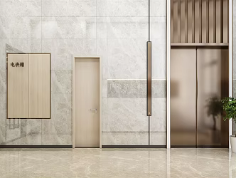 modern elevator hall elevator office walkway 3d model