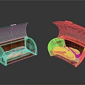 Wooden Bread Boxes With Transparent Lids And Orange Handles Holding Loaves Of Bread