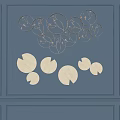Blue Wall Decor With Gold Circular Openwork Leaf Patterns And Cream Semi Circular Cutout Designs 3d model