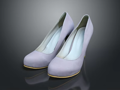 Light Purple Suede High Heel Shoes With Yellow Sole Elegant Stylish Design 3d model