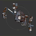 Game Movie Character Sci Fi Mech Robot With Metal Armor And Weapon In Combat Stance