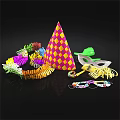 Vibrant Festive Party Supplies With Colorful Hats Masks And Paper Streamers