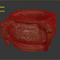 Ancient Bronze Ritual Vessel With Beast Head Handles Spiral Patterns And Three Legs