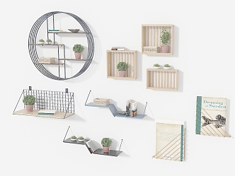 Modern Wall Storage Rack Decorative Rack 3d model