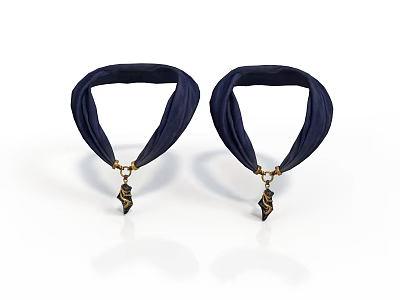 Navy Blue Decorative Scarves With Gold Pendants For Daily Life Accessories Use 3d model