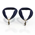 Navy Blue Decorative Scarves With Gold Pendants For Daily Life Accessories Use
