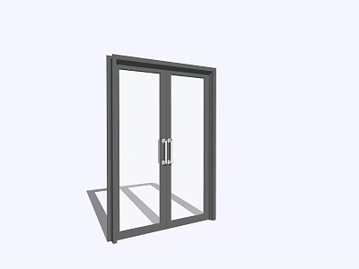 Modern Double Glass Door With Black Frame And Silver Handles 3d model