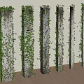 Green Ivy Covered Columns In Interior With White Wall And Wooden Floor
