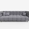 Modern Gray Three Seater Sofa With Block Design And Soft Cushions 3d model