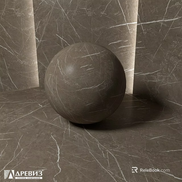 Marble Sphere Component With Natural Texture Surrounded By Matching Walls And Floor 3d model 