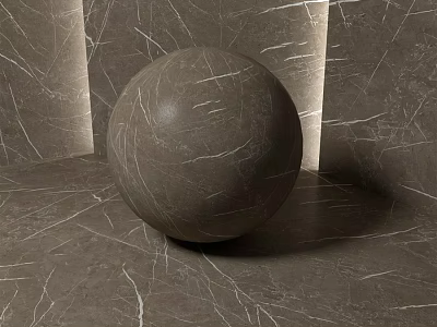 Marble Sphere Component With Natural Texture Surrounded By Matching Walls And Floor 3d model