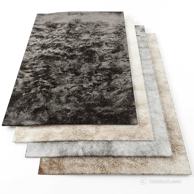 Modern Textured Square Rugs In Various Neutral Shades With Soft Plush Design 3d model 