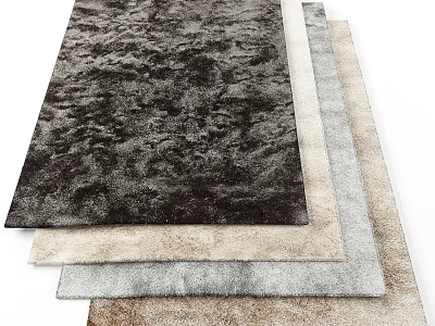 Modern Textured Square Rugs In Various Neutral Shades With Soft Plush Design 3d model