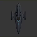 Blue Futuristic Spaceship With Sleek Design Transparent Cockpit And Dual Engines On Dark Background