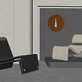 Modern Leisure Chairs With Curved Design In Beige And Black Upholstery For Living Room Interior