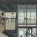 Car Dealership Exterior With White And Red Cars At Entrance Glass Facade
