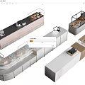 Modern Bar Counter Design With Glass Display Shelves Cash Register And Marble Countertop