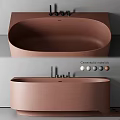 Modern Cementoid Bathtub Featuring Oval Shape Design And Multiple Color Options 3d model