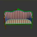 Classic Red Striped Sofa With Carved Wooden Frame And Traditional Design