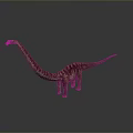 Realistic 3D Diplodocus Dinosaur Model With Long Neck Tail And Striped Body On Gray Background