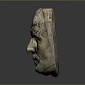 Ancient Head Sculpture With White And Gold Textured Weathered Surface On Gray Background 3d model