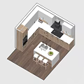 Modern Kitchen Interior Featuring Wooden Cabinets Island Countertop And Pendant Lights
