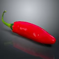 Fresh Red Chili Pepper With Green Stem And Shiny Smooth Surface 3d model