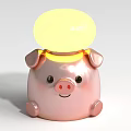 Cute Pig Shaped Pink Table Lamp With Yellow Light Bulb And Adorable Design