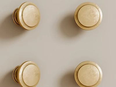 Golden Brass Round Cabinet Knobs For Furniture Decor And Renovation 3d model