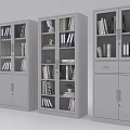 Gray Display Shelves with Glass Doors Books Decorations and Drawers for Office Storage