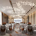 Elegant Novotel Banquet Hall Interior With Stylish Chandeliers Table Settings And Flower Centerpieces