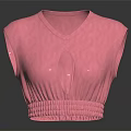 Pink Sleeveless Crop Top With V Neck Cutout Design And Braided Waistband