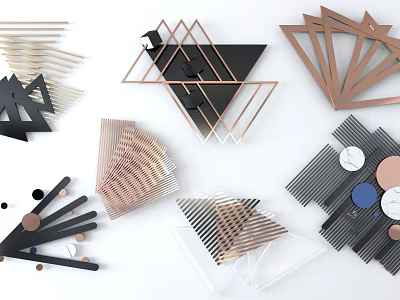Modern Geometric Wall Decor With Metal Shapes And Abstract Design Elements 3d model