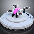 Pink Space Exploration Drone With Multirotor Design On Launch Platform Scale Model 3d model