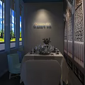 Western Restaurant Storefront With Glass Windows Decorative Lights And Elegant Design