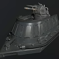 Warship Turret With Green Armor Metal Structure And Complex Gun Equipment