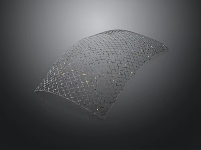 Curved Metallic Grid Structure With Diamond Pattern And Reflective Surface 3d model