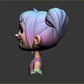 3D Rendered Cute Cartoon Game Character With Blue Pink Pigtails And Heart Shaped Top